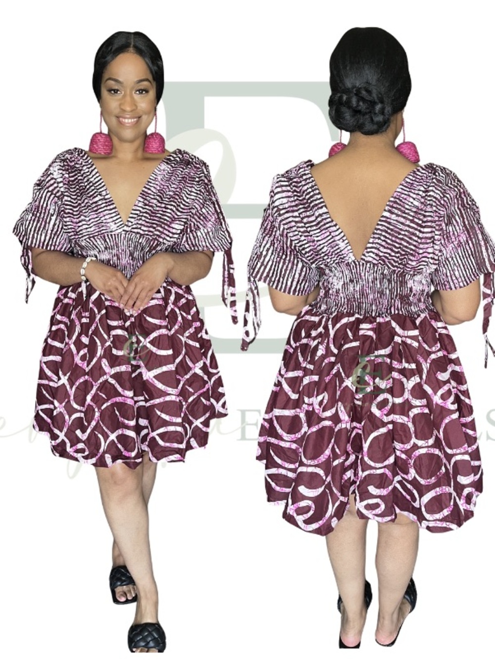 Burgundy Smocked Mini Dress | One Size (S–XL)